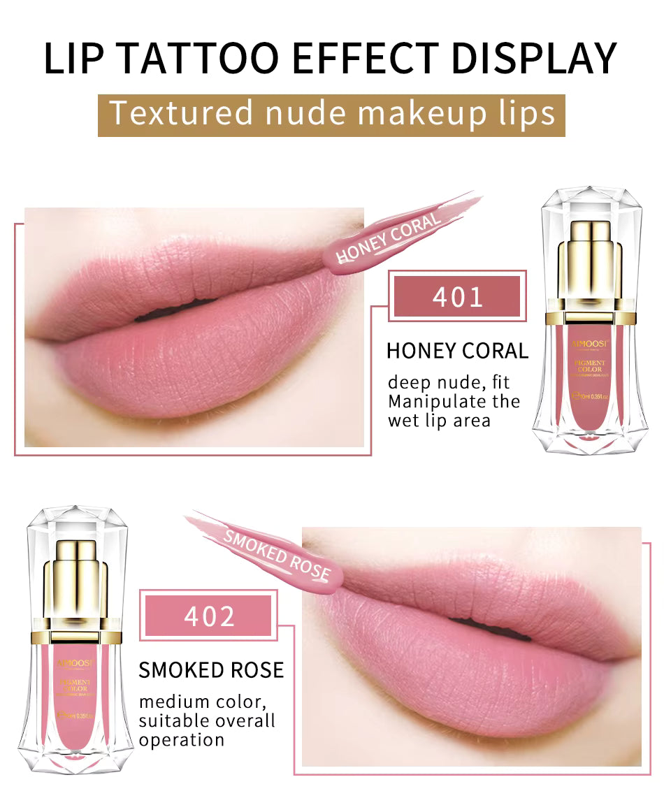 AIMOOSI Pink Lip Tattoo Ink Micropigmentation Pigments for Semi Permanent Makeup Hypoallergenic Lip Blush Pigment 10ML/Bottle