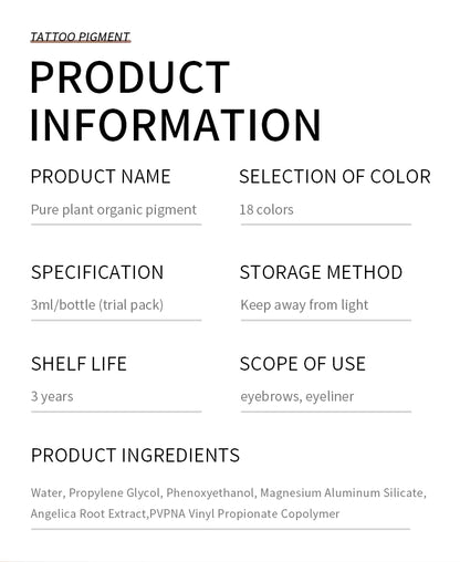 AIMOOSI Eyebrow Micropigmentation 18 Colors Semi Permanent Makeup Pigment for Eyeliner Organic Black Brown Tattoo Ink