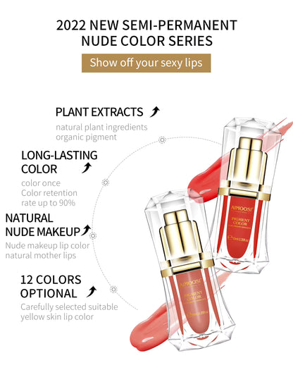 AIMOOSI Pink Lip Tattoo Ink Micropigmentation Pigments for Semi Permanent Makeup Hypoallergenic Lip Blush Pigment 10ML/Bottle