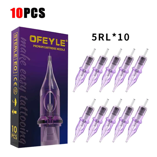 10pcs Tattoo Cartridge Disposable Purple Needles RL RS RM M1 Series For Tattoo Machine For Eyebrow Eyeliner Permanent Makeup