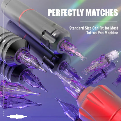10pcs Tattoo Cartridge Disposable Purple Needles RL RS RM M1 Series For Tattoo Machine For Eyebrow Eyeliner Permanent Makeup
